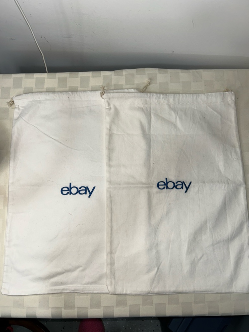 White Drawstring Travel Dust Bags - Set of 2